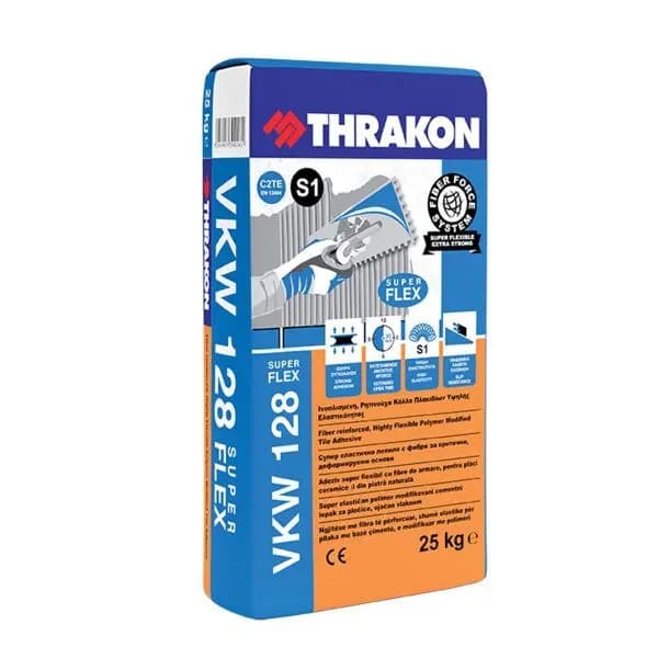 SUPERFLEX VKW 128 - Adeziv super flexibil cu fibre de armare pentru plăci ceramice și din piatră naturală