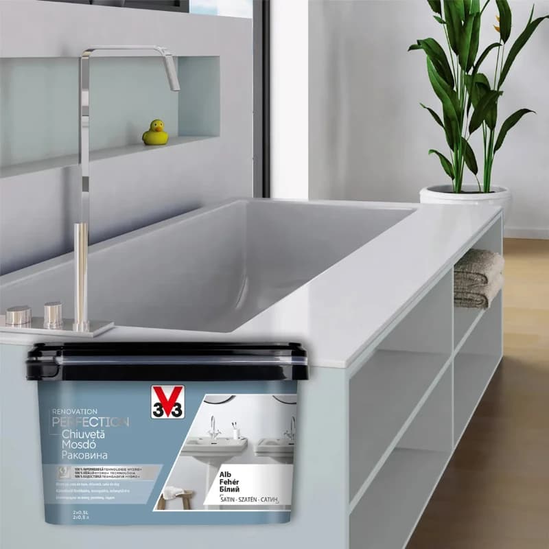 V33 RENOVATION – vopsea pentru obiecte sanitare, pe baza de apa, alb, aspect satinat 2
