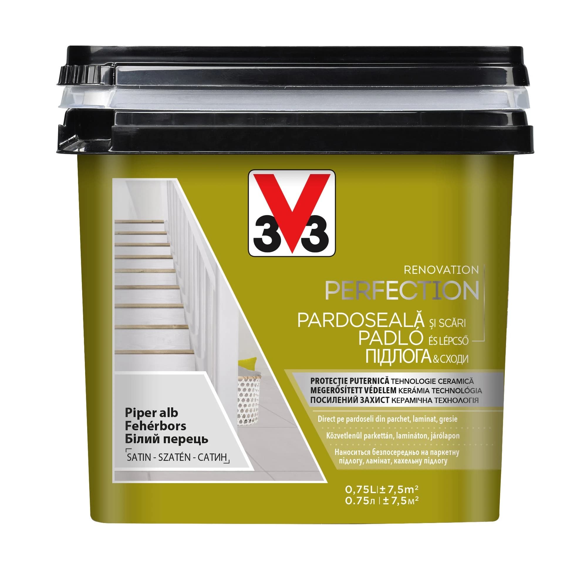 V33 RENOVATION - vopsea direct pe gresie, pardoseală de interior, lemn, suprafețe laminate – pe bază de apă, aspect satinat 3