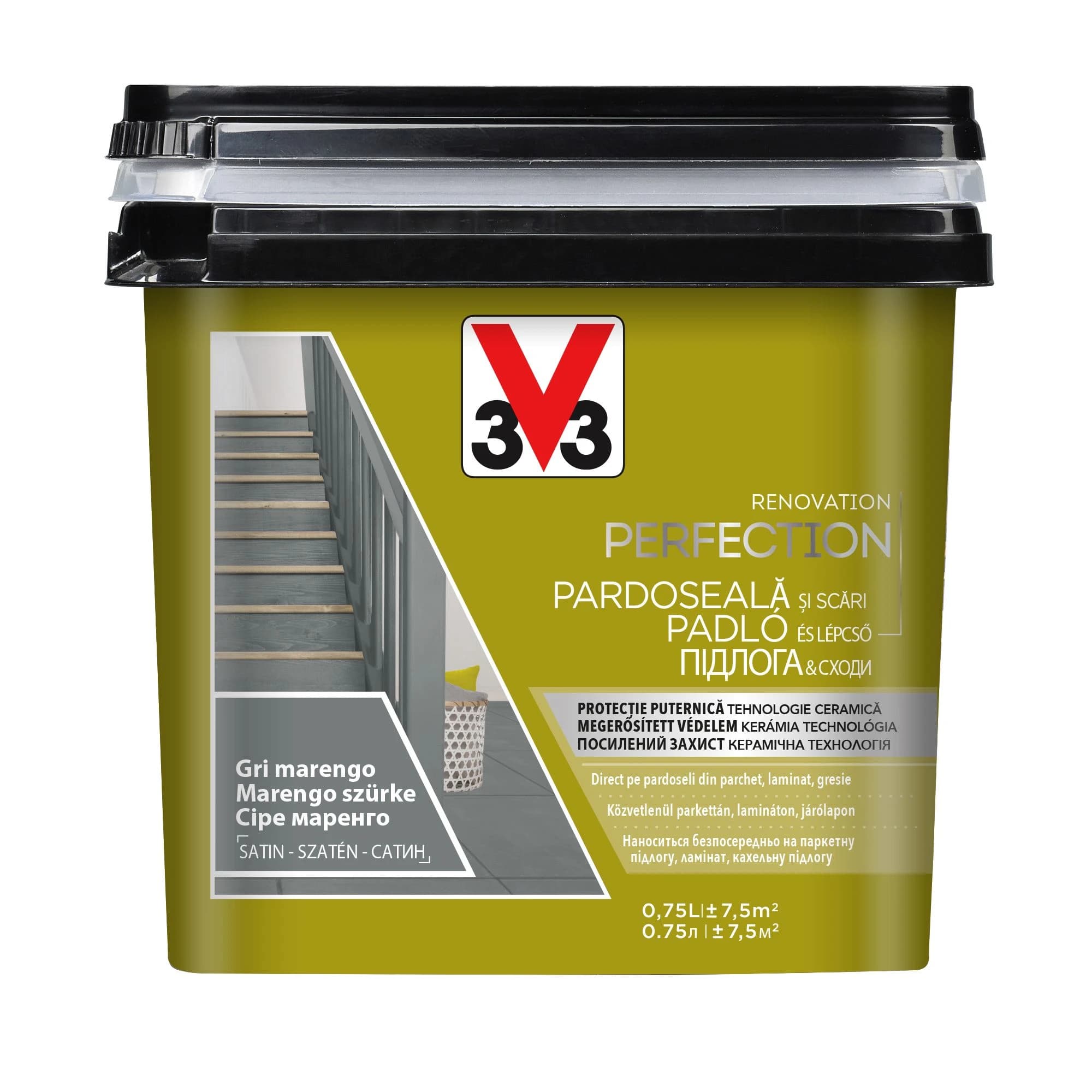 V33 RENOVATION - vopsea direct pe gresie, pardoseală de interior, lemn, suprafețe laminate – pe bază de apă, aspect satinat 6