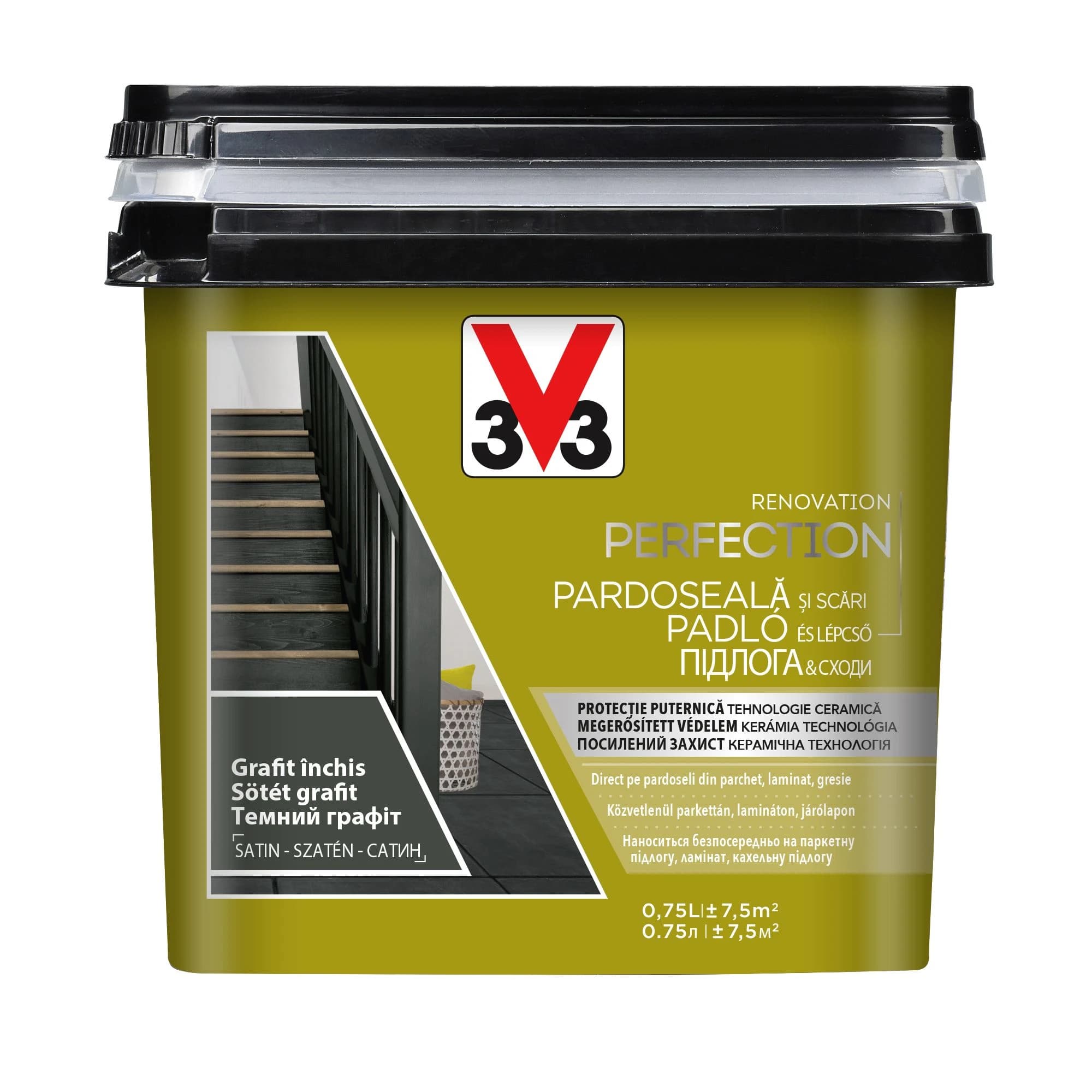 V33 RENOVATION - vopsea direct pe gresie, pardoseală de interior, lemn, suprafețe laminate – pe bază de apă, aspect satinat 7