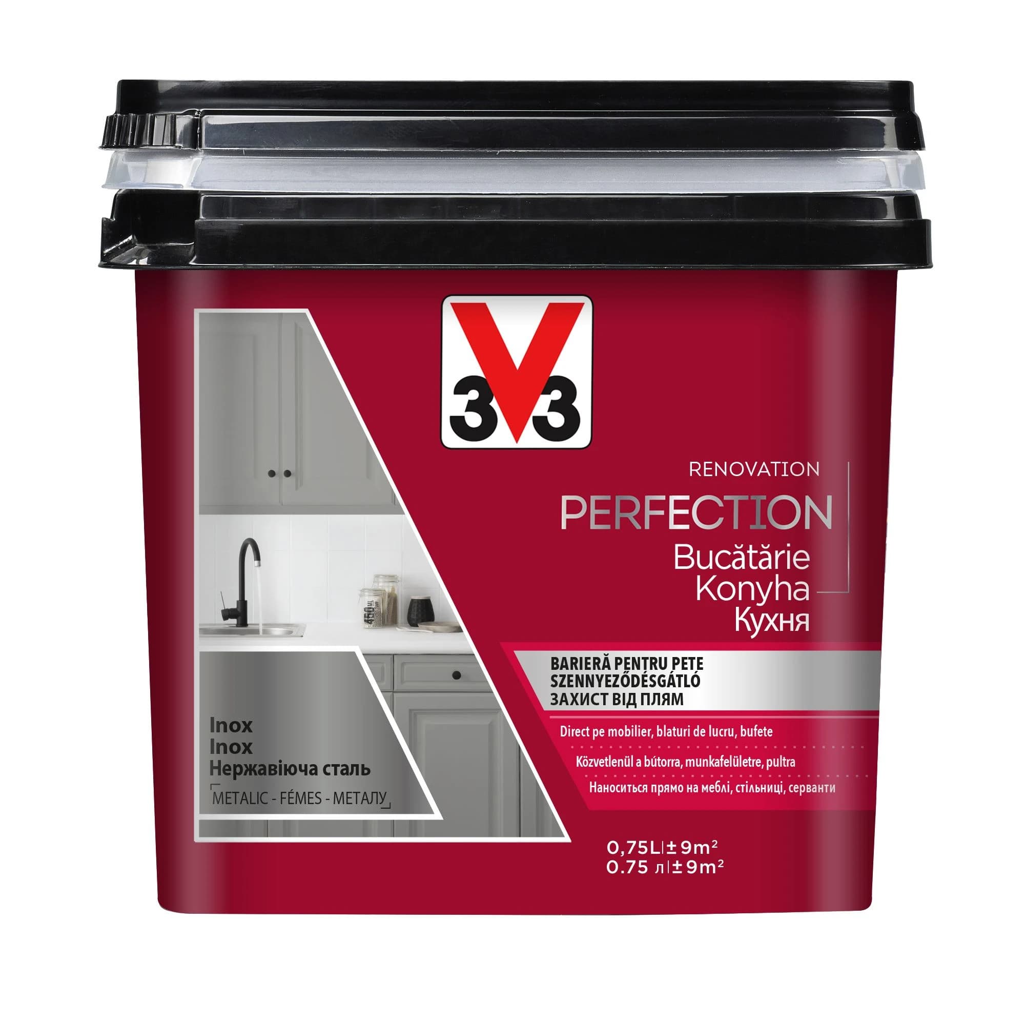 V33 RENOVATION – vopsea pentru bucătărie – direct pe pal, melaminat, lemn masiv, plastic, faianță – pe bază de apă, aspect satinat 11