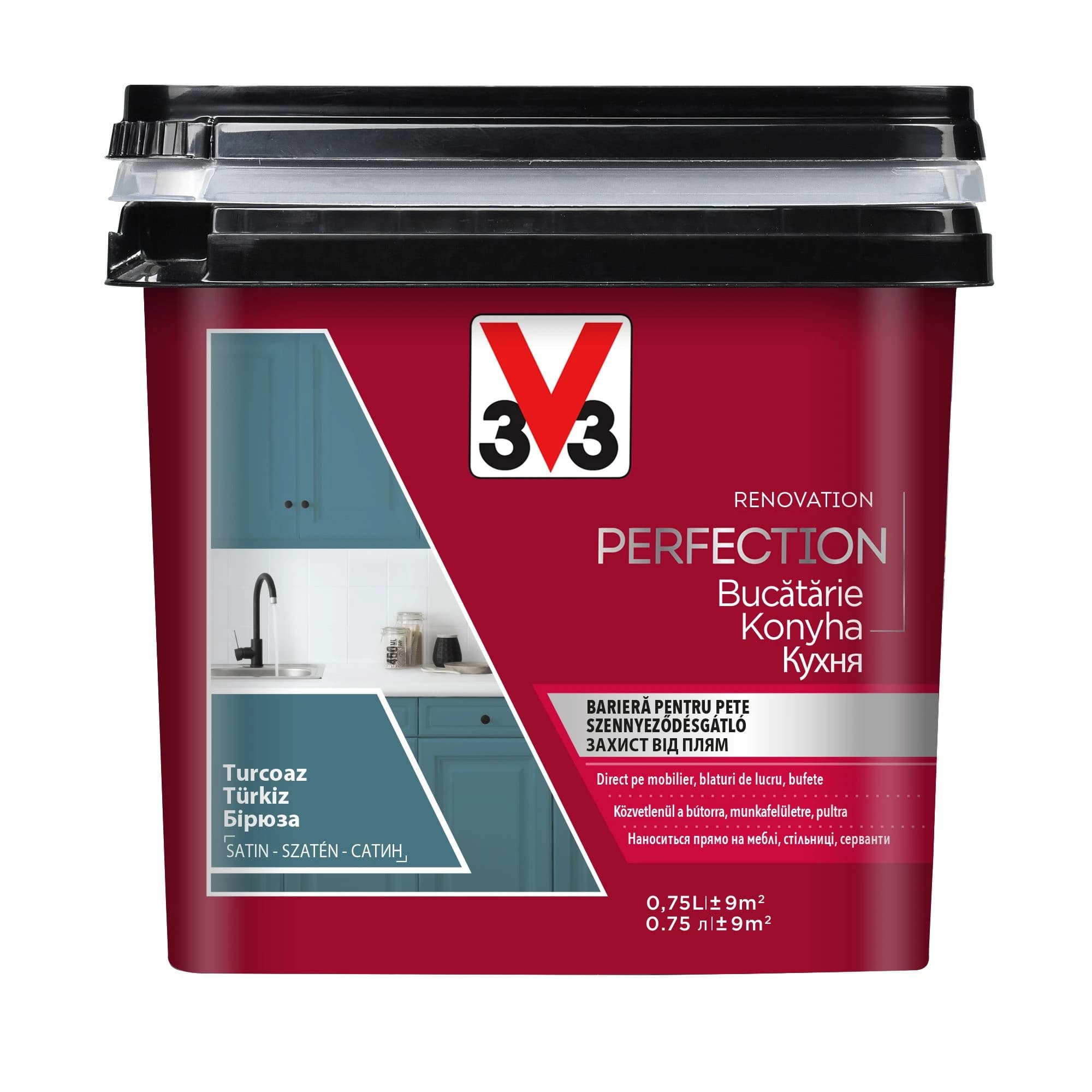 V33 RENOVATION – vopsea pentru bucătărie – direct pe pal, melaminat, lemn masiv, plastic, faianță – pe bază de apă, aspect satinat 15