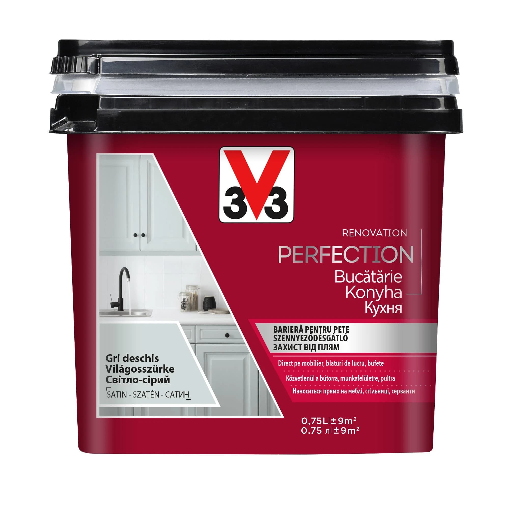 V33 RENOVATION – vopsea pentru bucătărie – direct pe pal, melaminat, lemn masiv, plastic, faianță – pe bază de apă, aspect satinat 7